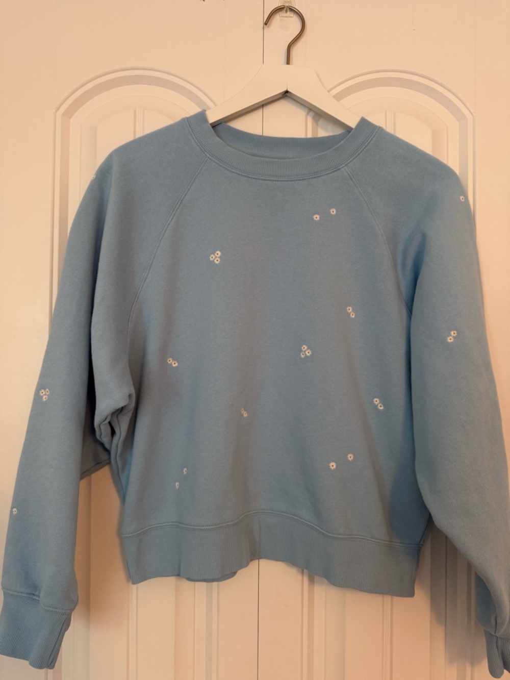 Old Navy So Comfy Light Blue Floral Embroidered Sweatshirt Size Small